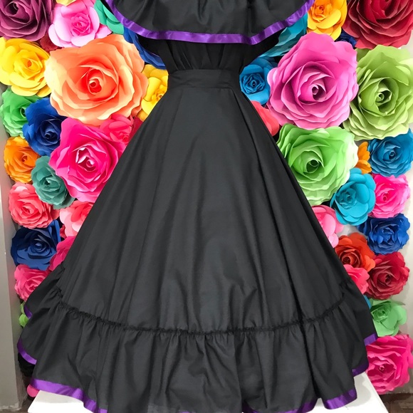 Mexican black skirt with top handmade beautiful -Frida Khalo style- woman’s - Picture 5 of 5